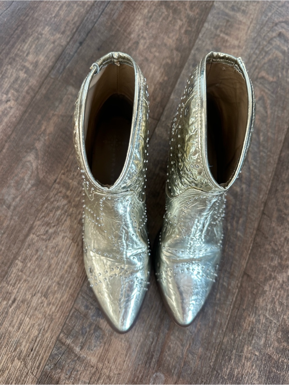 Free People vegan Leather Gold western/ cowboy boot - Picture 11 of 16